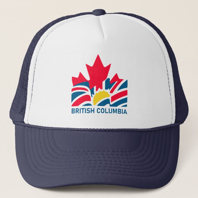 British Columbia Flag Canada Vintage Souvenirs Trucker Hat (Front)