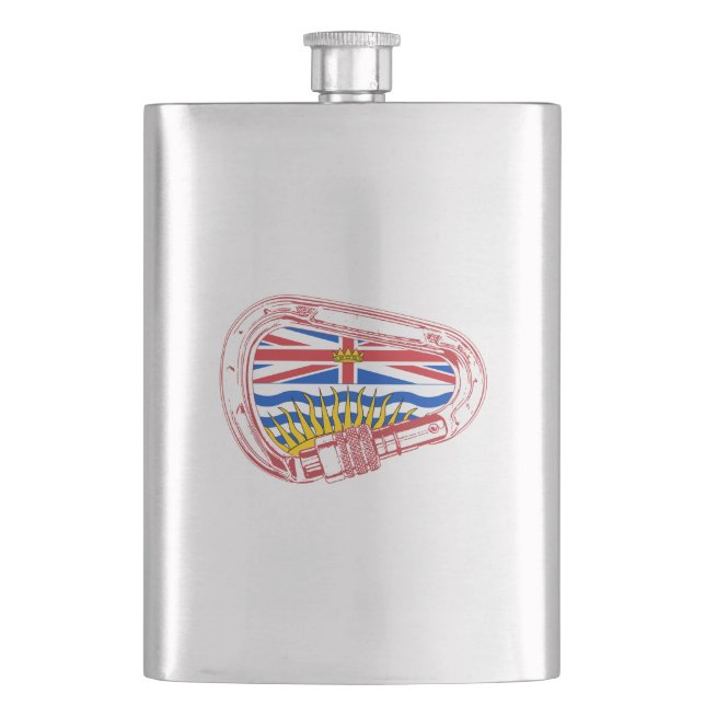 British Columbia Flag Climbing Carabiner Hip Flask (Front)