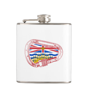 British Columbia Flag Climbing Carabiner Hip Flask