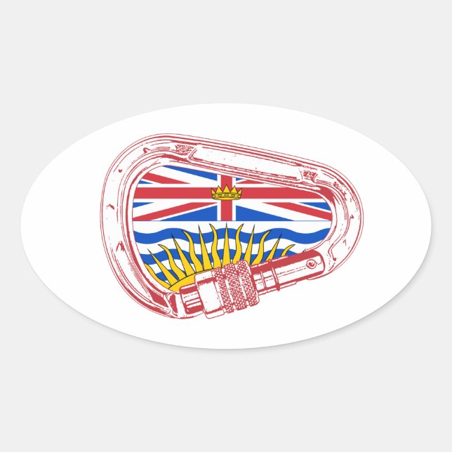 British Columbia Flag Climbing Carabiner Oval Sticker (Front)