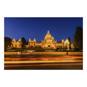 British Columbia Parliament Buildings At Night Photo Print
