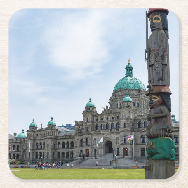 British Columbia Parliament - Victoria, Canada Square Paper Coaster (Front)