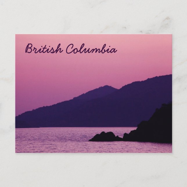 British Columbia purple mountain sunset postcard (Front)
