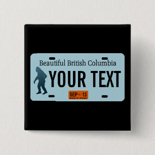 British Columbia Sasquatch License Plate 15 Cm Square Badge