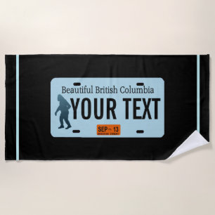 British Columbia Sasquatch License Plate Beach Towel