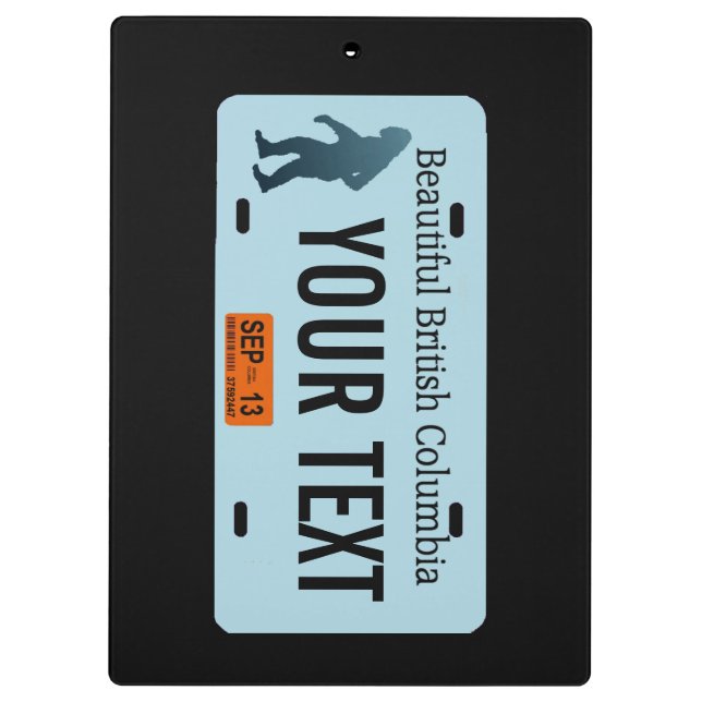 British Columbia Sasquatch License Plate Clipboard (Back)