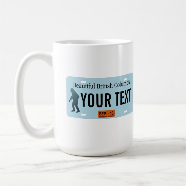 British Columbia Sasquatch License Plate Coffee Mug (Left)