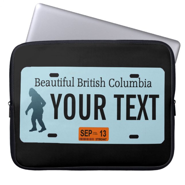 British Columbia Sasquatch License Plate Laptop Sleeve (Front)