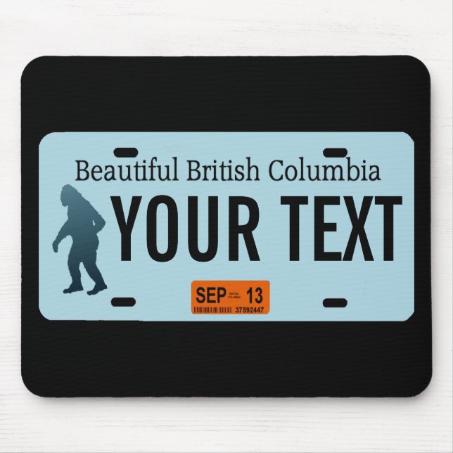 British Columbia Sasquatch License Plate Mouse Mat (Front)