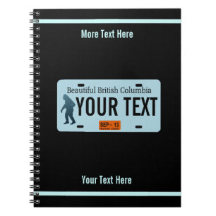 British Columbia Sasquatch License Plate Notebook