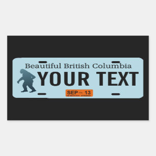 British Columbia Sasquatch License Plate Rectangular Sticker