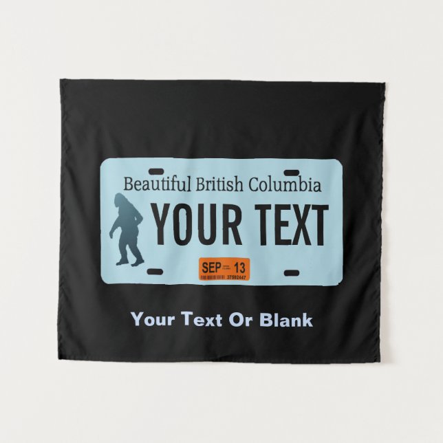 British Columbia Sasquatch License Plate Tapestry (Front (Horizontal))
