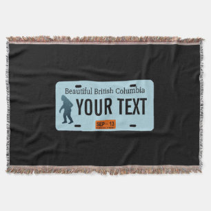 British Columbia Sasquatch License Plate Throw Blanket