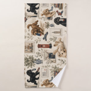 British Cottagecore Cockapoo Bath Towel Set