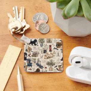 British Cottagecore Dog  Key Ring