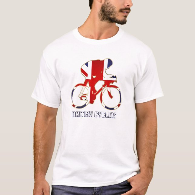 British Cycling Velo Bicycle British Flag Cycle T-Shirt (Front)