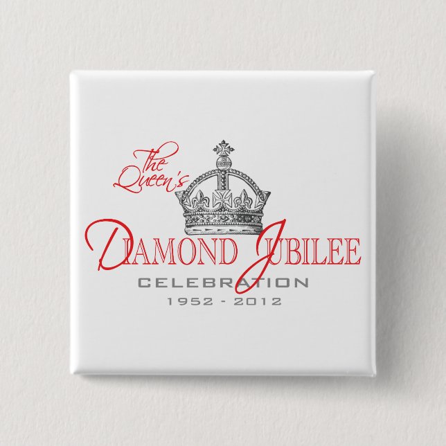 British Diamond Jubilee - Royal Souvenir 15 Cm Square Badge (Front)