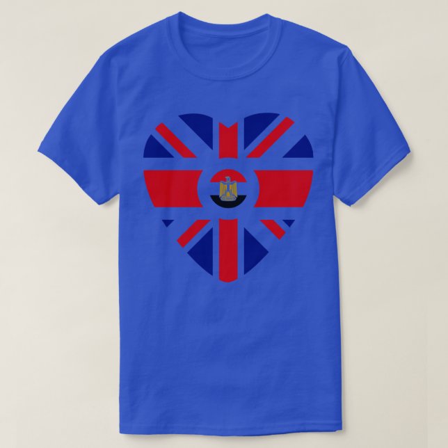 British Egyptian Multinational Patriot Flag Heart T-Shirt (Design Front)