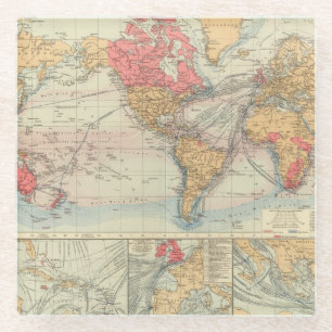British Empire, routes, currents Glass Coaster