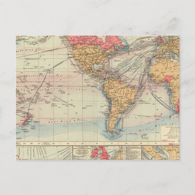 British Empire, routes, currents Postcard (Front)