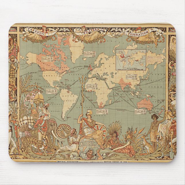 British Empire Vintage Victorian World Map Mouse Mat (Front)