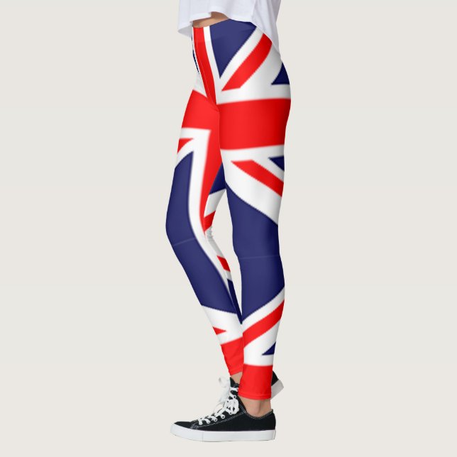 British England Red Blue White Union Jack UK Flag Leggings (Left)