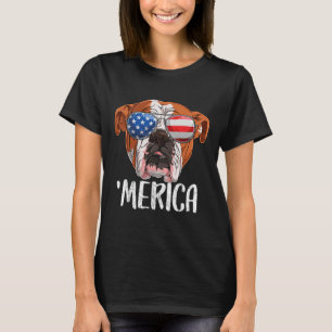 British English Bulldog Dog 4th Of July American F T-Shirt