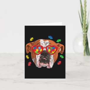 British English Bulldog Dog Puzzle Gles Awareness  Card