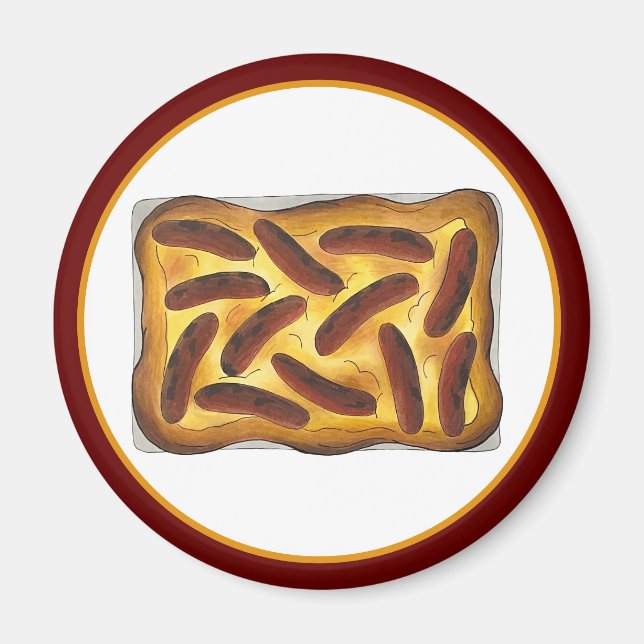 British English Food Toad in the Hole Sausages Magnet (Front)