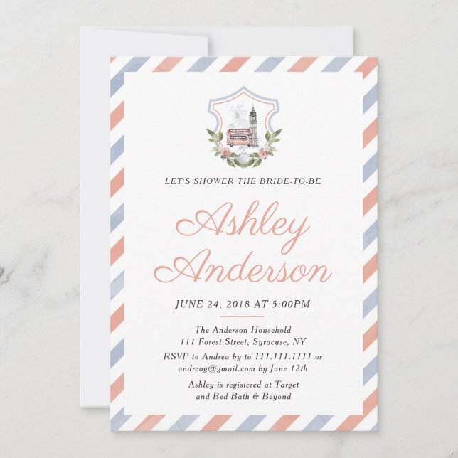 British English Tea Bridal Shower Invitation (Front)