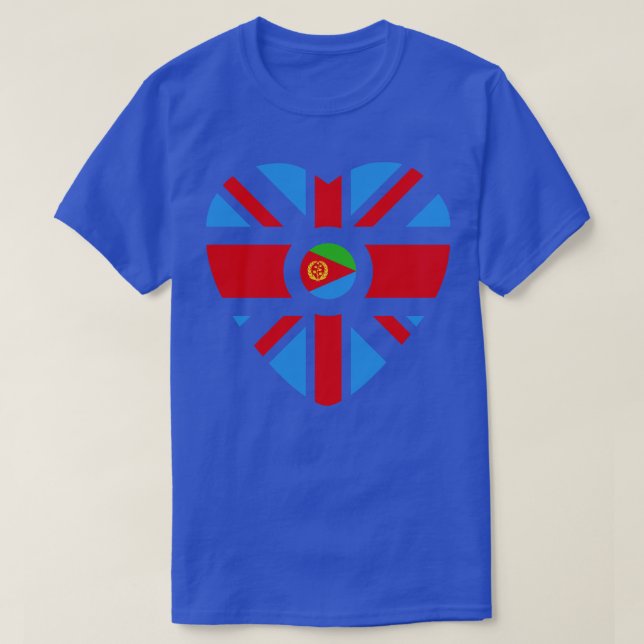 British Eritrean Multinational Patriot Flag Heart T-Shirt (Design Front)