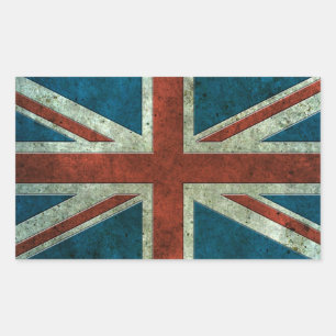 British Flag Aged Steel Effect Rectangular Sticker