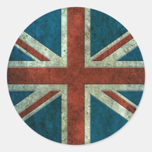British Flag Aged Steel Effect round Classic Round Sticker