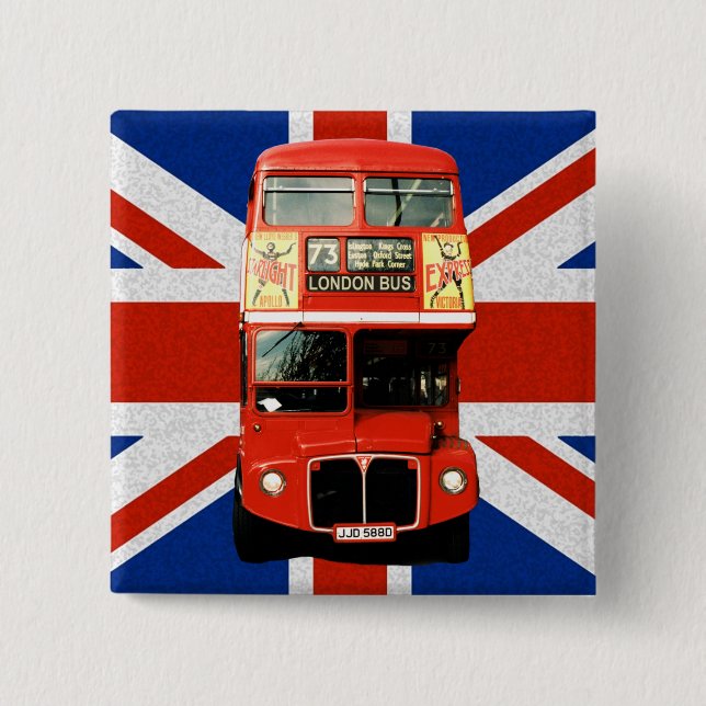 British Flag and London Bus Button (Front)