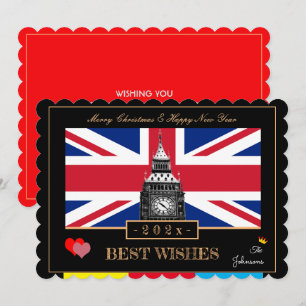 British Flag & Big Ben 2026 Happy New Year UK Holiday Card