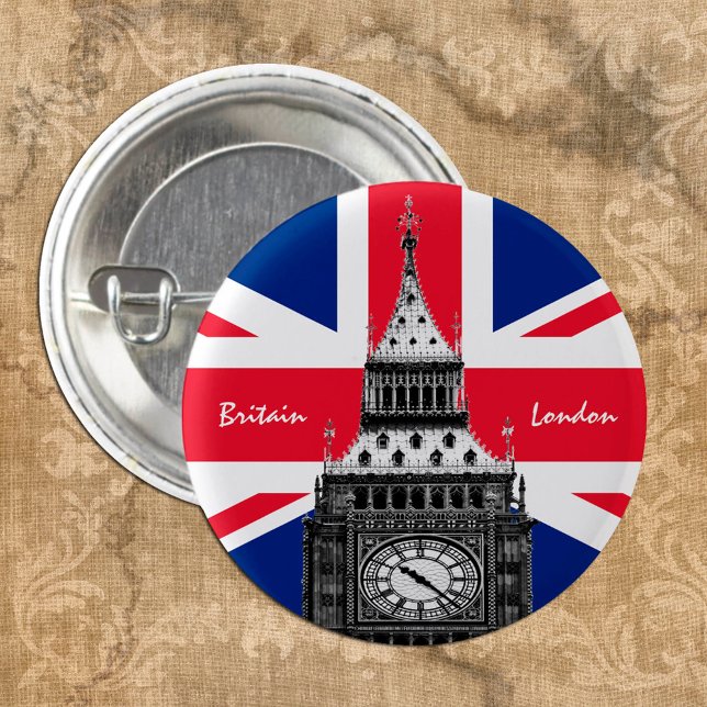 British Flag & Big Ben - London, UK /sports fans 3 Cm Round Badge (Creator Uploaded)