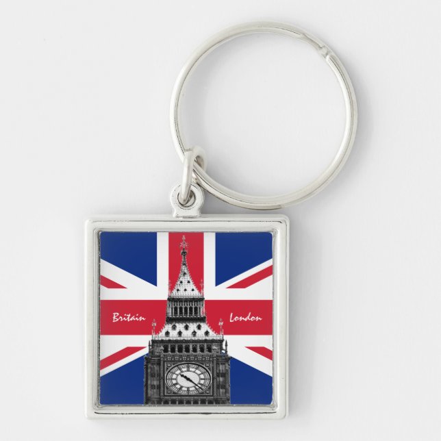 British Flag & Big Ben - London, UK /sports fans Key Ring (Front)