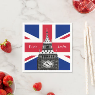 British Flag & Big Ben - London, UK /sports fans Napkin
