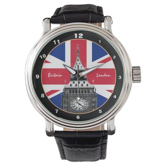 British Flag & Big Ben - London, UK /sports fans Watch (Front)