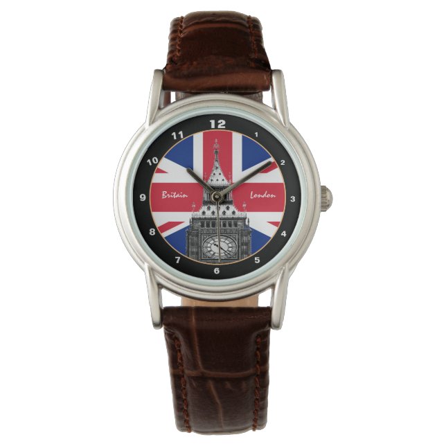 British Flag & Big Ben - London, UK /sports fans Watch (Front)