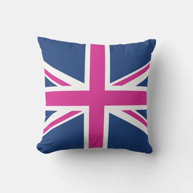 British Flag - Blue & Pink Cushion (Front)