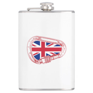 British Flag Climbing Carabiner Hip Flask