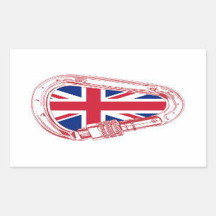 British Flag Climbing Carabiner Rectangular Sticker