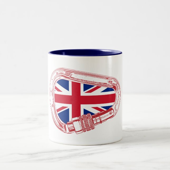 British Flag Climbing Carabiner Two-Tone Coffee Mug (Center)