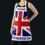 British flag custom BBQ cooking kitchen apron<br><div class="desc">British flag custom BBQ cooking kitchen apron for men and women. Add your own funny quote, name or saying. Personalised baking aprons with humourous text. Fun Birthday gift ideas for him or her. Also great for patriotic barbecue party. Available in small, medium and large sizes. White or custom background colour....</div>