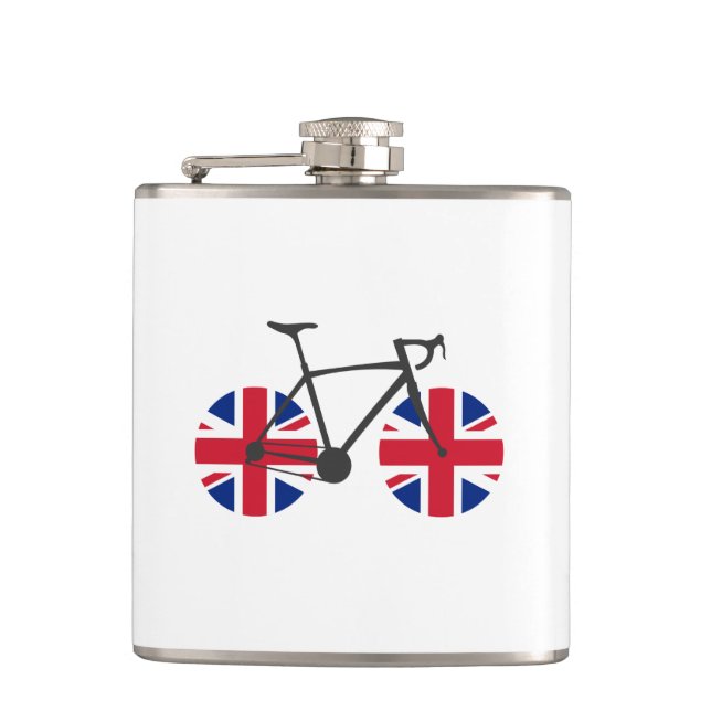 British Flag Cycling Hip Flask (Front)