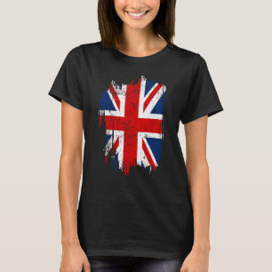 British Flag Distressed Design Women's Black T-Shirt