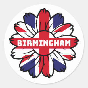 British Flag England UK Sunflower Birmingham  Classic Round Sticker