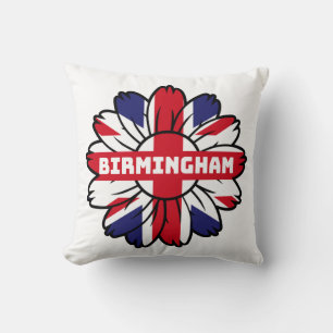 British Flag England UK Sunflower Birmingham Cushion
