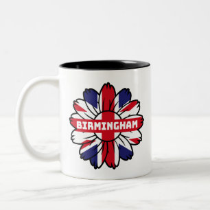 British Flag England UK Sunflower Birmingham Two-Tone Coffee Mug